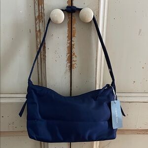 NWT Vera Bradley Roxbury Crescent Shoulder Bag Navy Blue Nylon